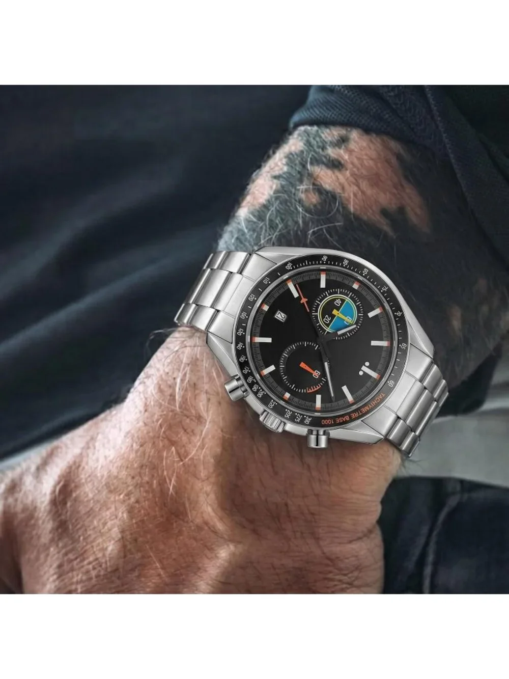 Men's Black Chronograph Classics Waterproof Sport Casual Business Wrist Watch